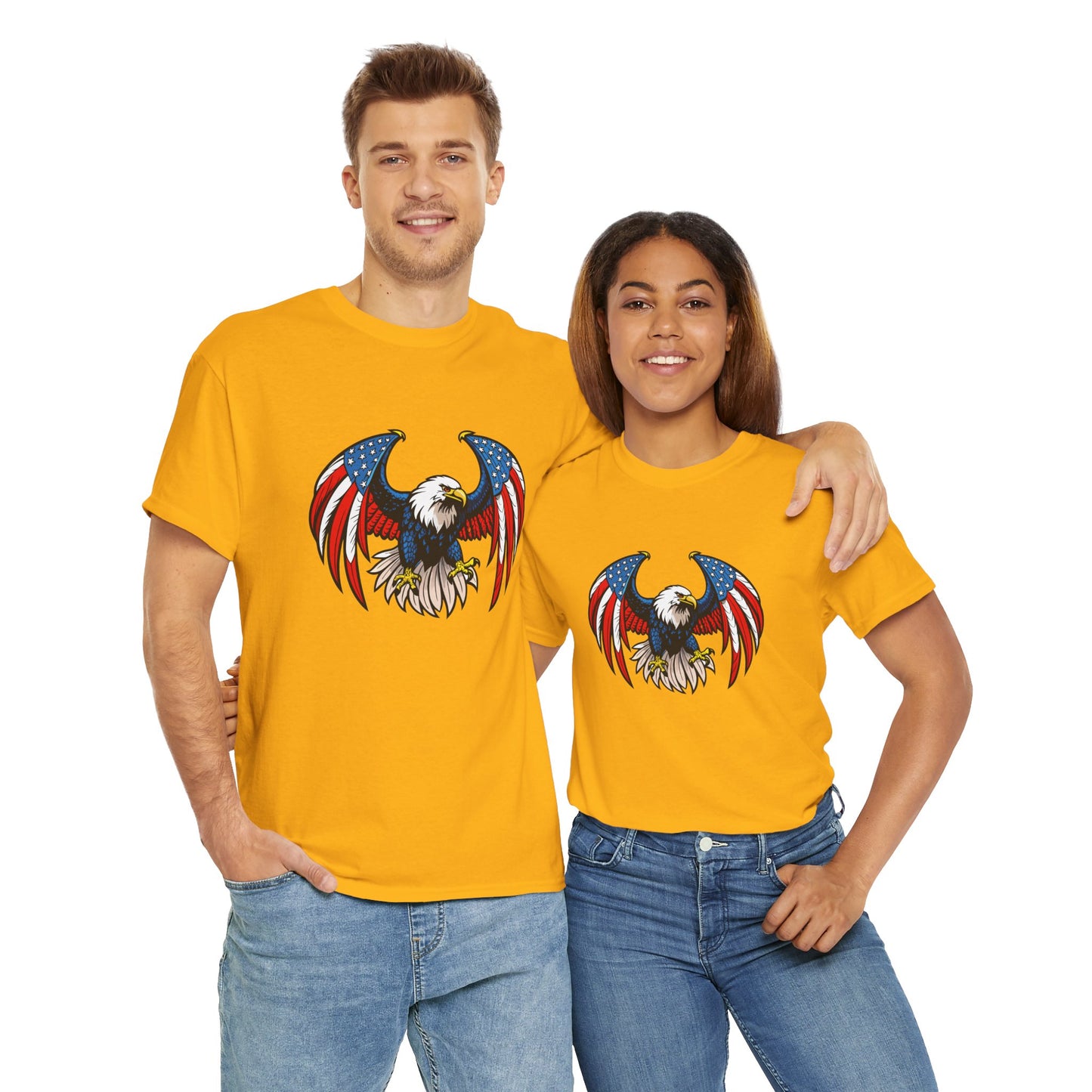 Princess Grace Patriotic Eagle Unisex Heavy Cotton Tee 4th of July Graphic T-Shirt