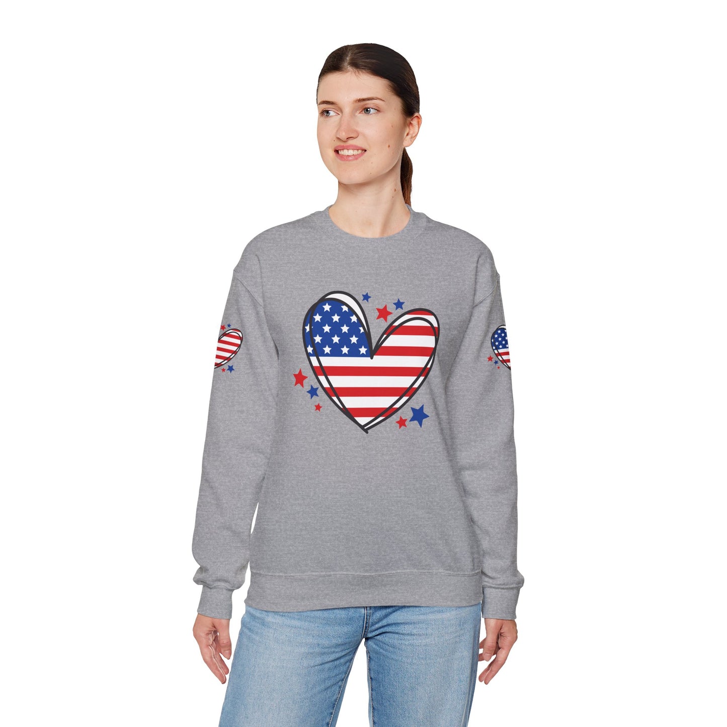 Princess Grace Patriotic Heart Crewneck Sweatshirt