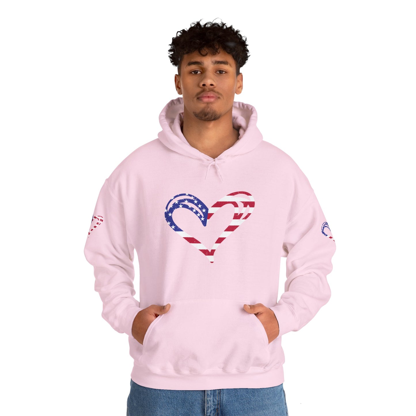 Princess Grace Patriotic Heart Unisex Hoodie Comfortable Heavy Blend Sweatshirt for Independence Day and Everyday Wear