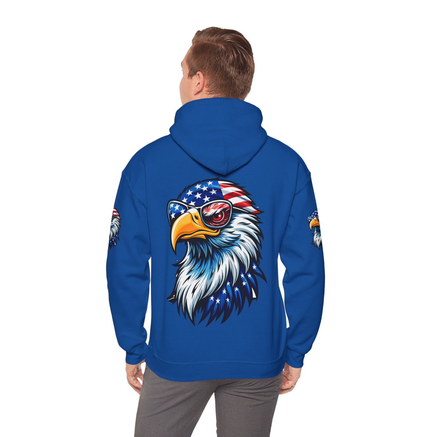 Princess Grace Patriotic Eagle Hoodie Unisex Heavy Blend Sweatshirt with USA Flag Design