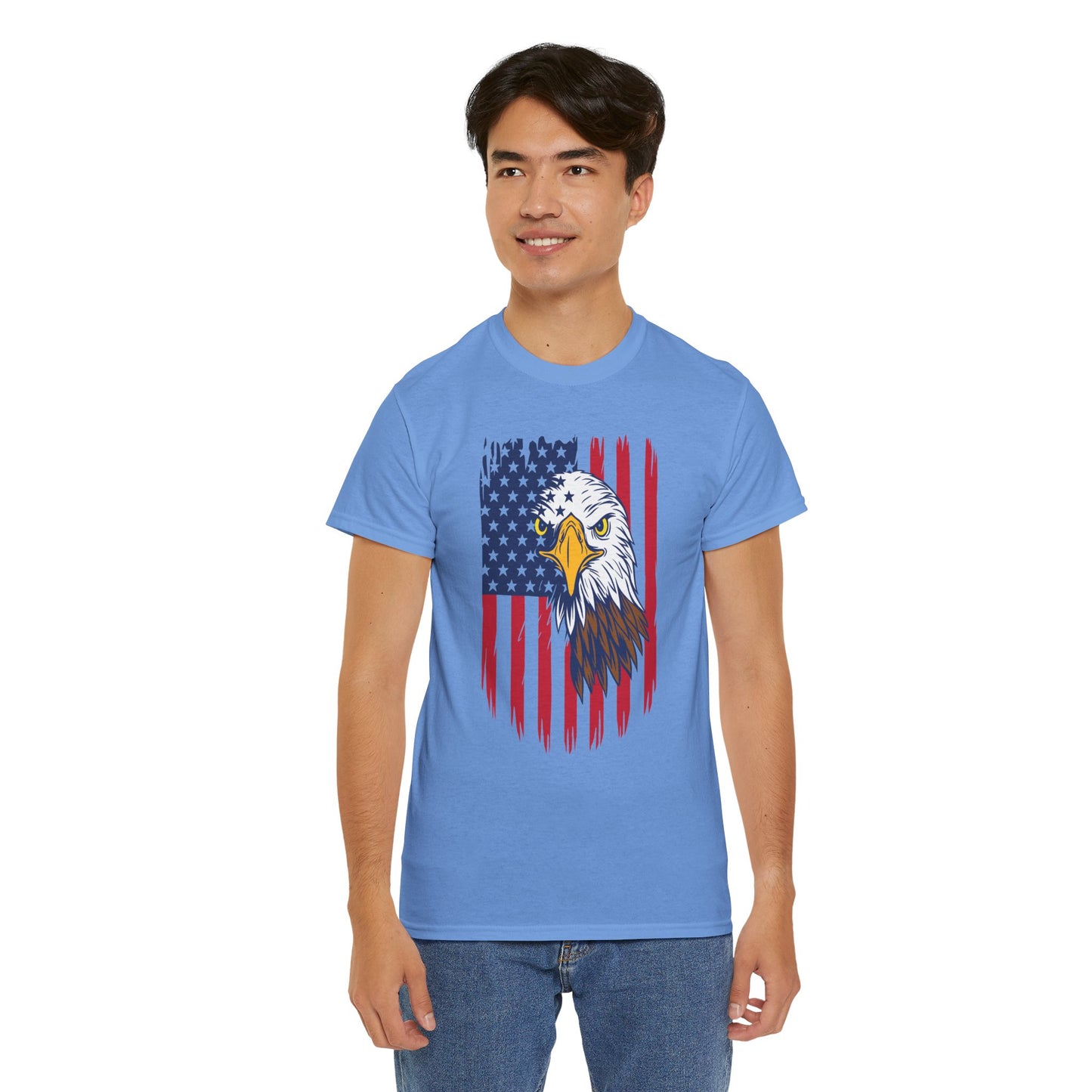 Princess Grace Eagle & American Flag Unisex Heavy Cotton Tee Patriotic Apparel for All Occasions