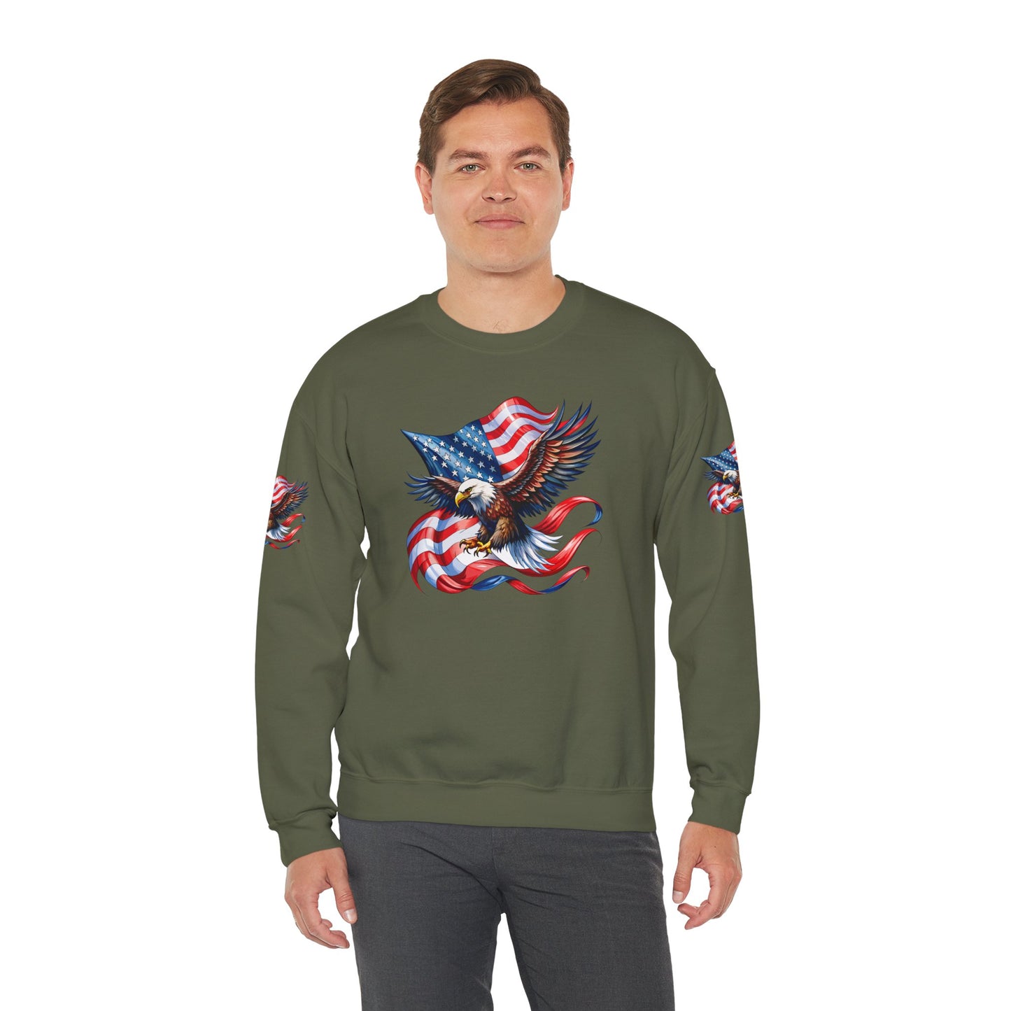 Princess Grace Patriotic Eagle Crewneck Sweatshirt Unisex Heavy Blend Perfect for Independence Day and Memorial Day