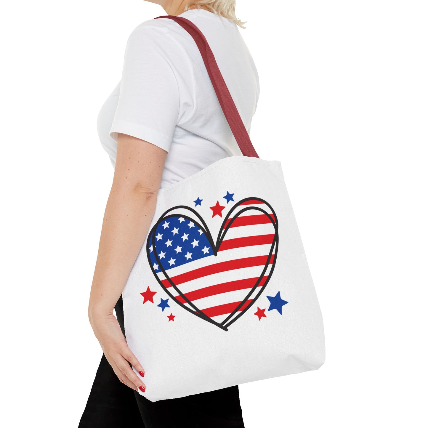 Princess Grace Patriotic Heart Tote Bag Red, White & Blue Love