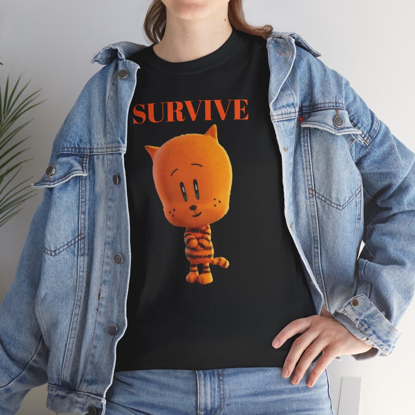 Princess Grace Survive Themed Unisex Heavy Cotton Tee Cute Cartoon Cat Design