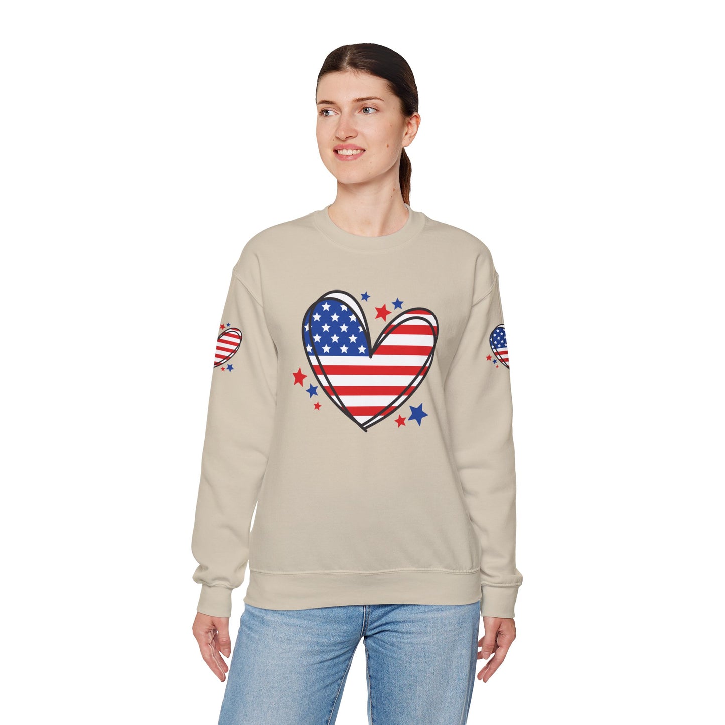 Princess Grace Patriotic Heart Crewneck Sweatshirt