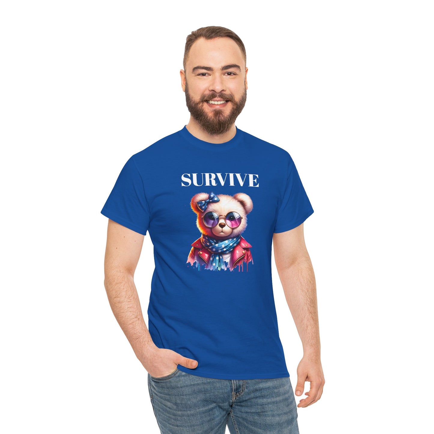 Princess Grace Cute Panda Illustration "Survive" Unisex Heavy Cotton Tee