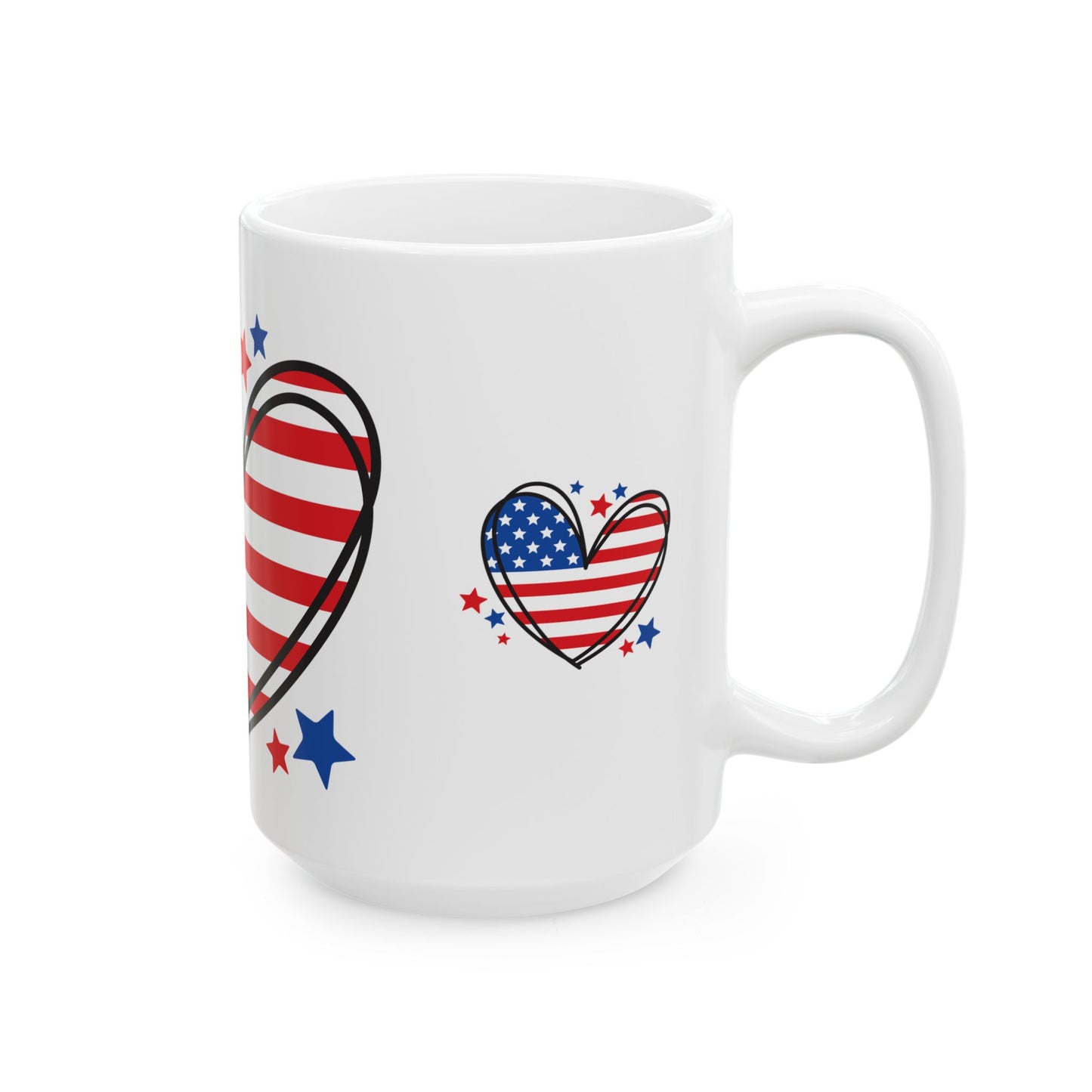 Princess Grace Patriotic Heart Ceramic Mug Perfect for Fourth of July & Celebrations