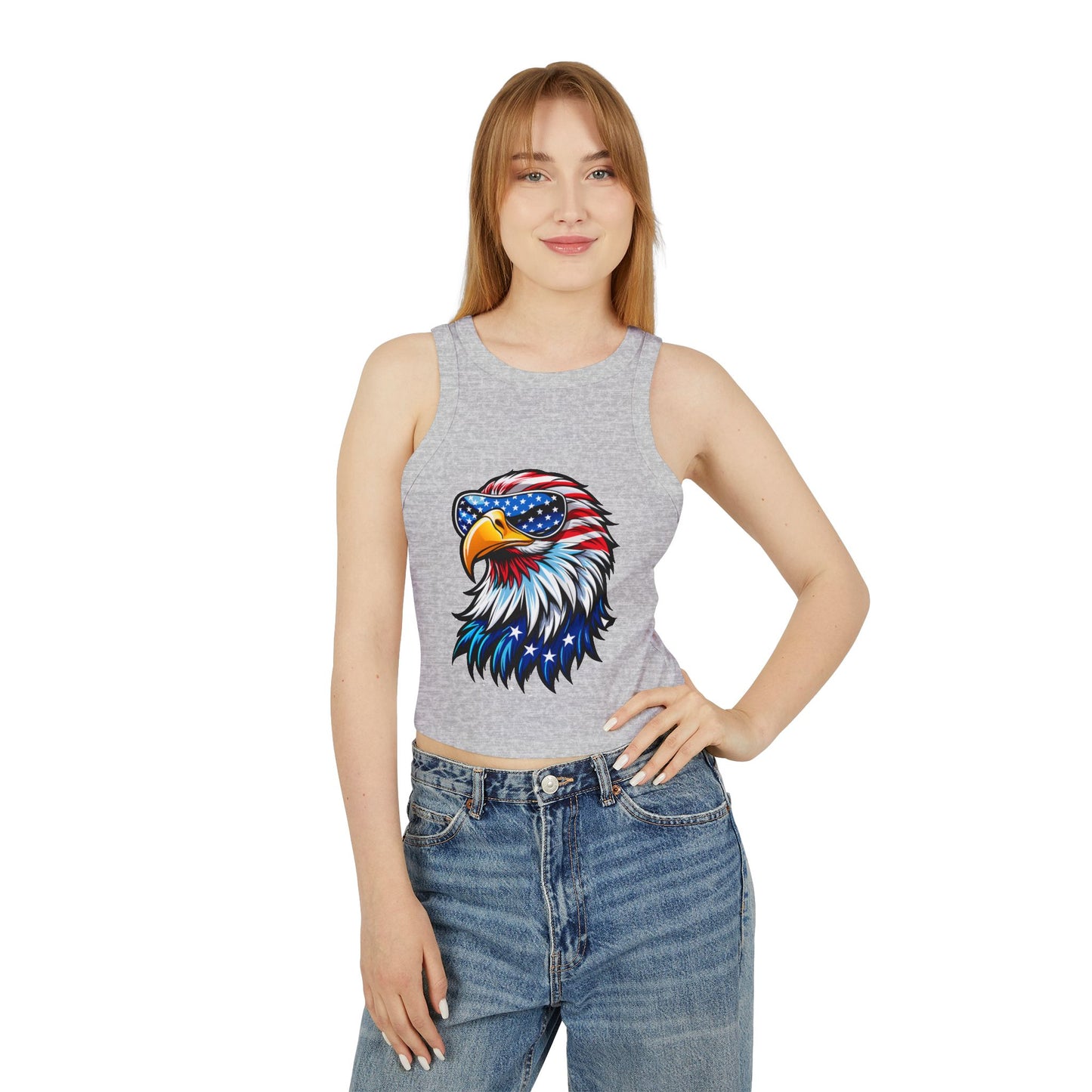 Princess Grace Patriotic Eagle Racer Tank Top USA Inspired Women's Activewear