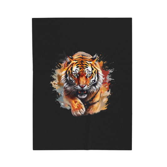 Princess Grace  Fierce Tiger Velveteen Plush Blanket  Cozy Wildlife Décor