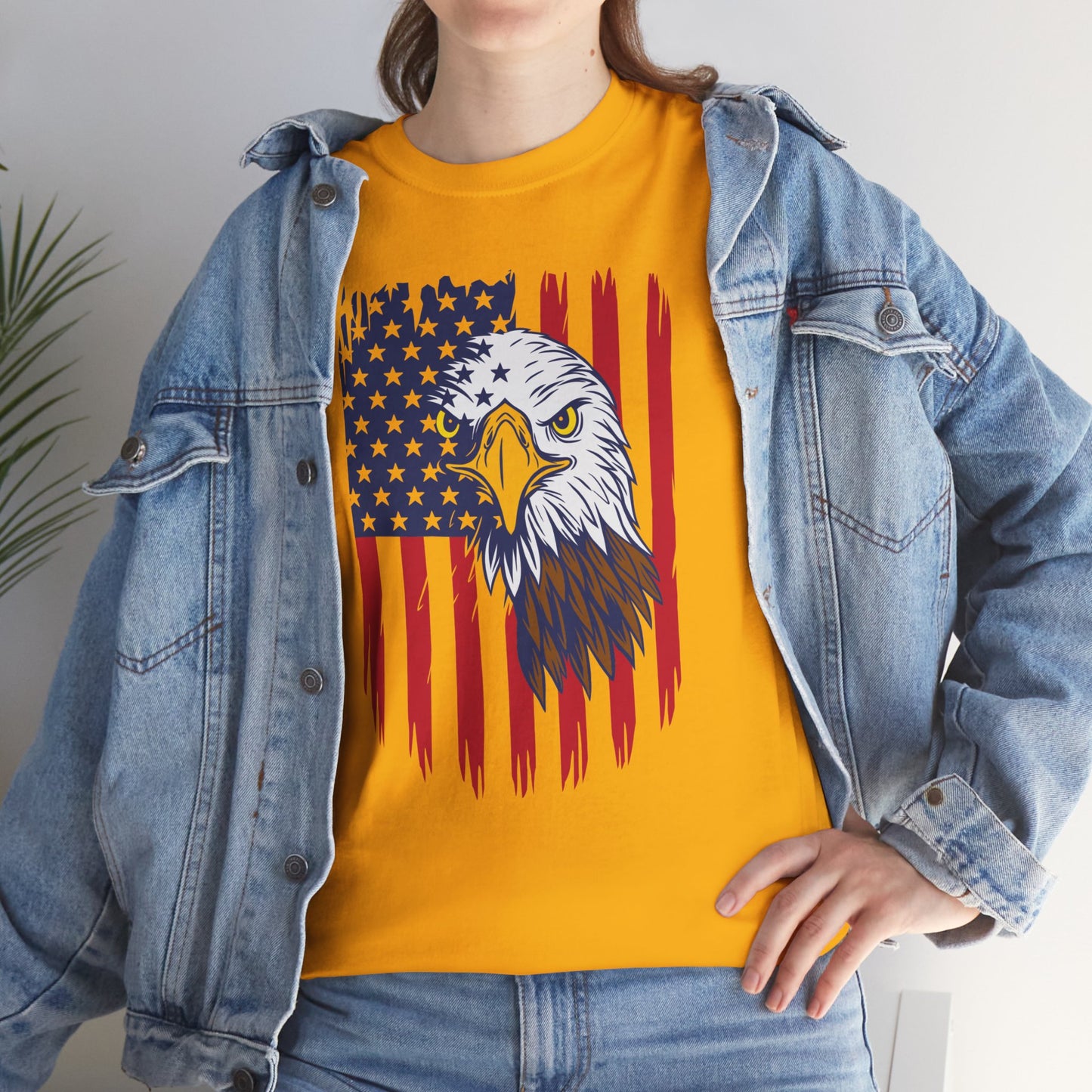 Princess Grace Eagle & American Flag Unisex Heavy Cotton Tee Patriotic Apparel for All Occasions