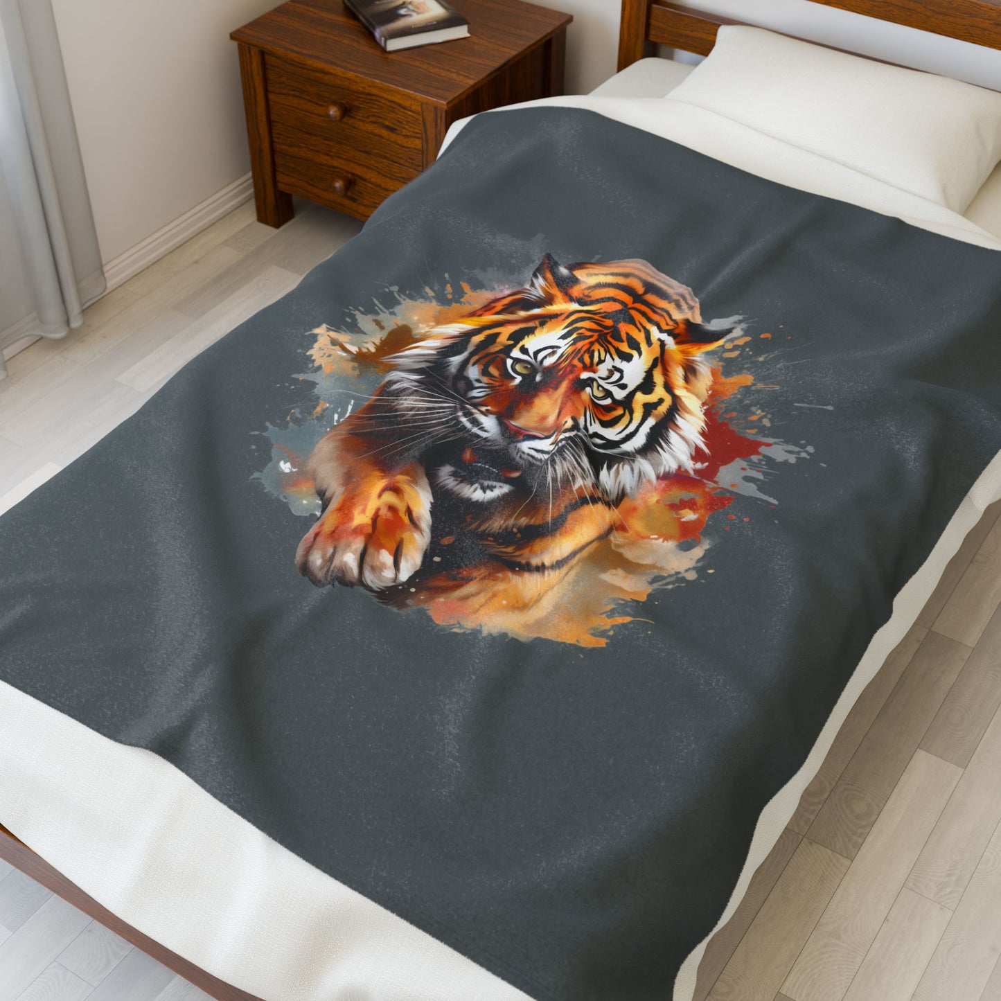 Princess Grace Wild Tiger Velveteen Plush Blanket Cozy Decorative Throw for Animal Lovers