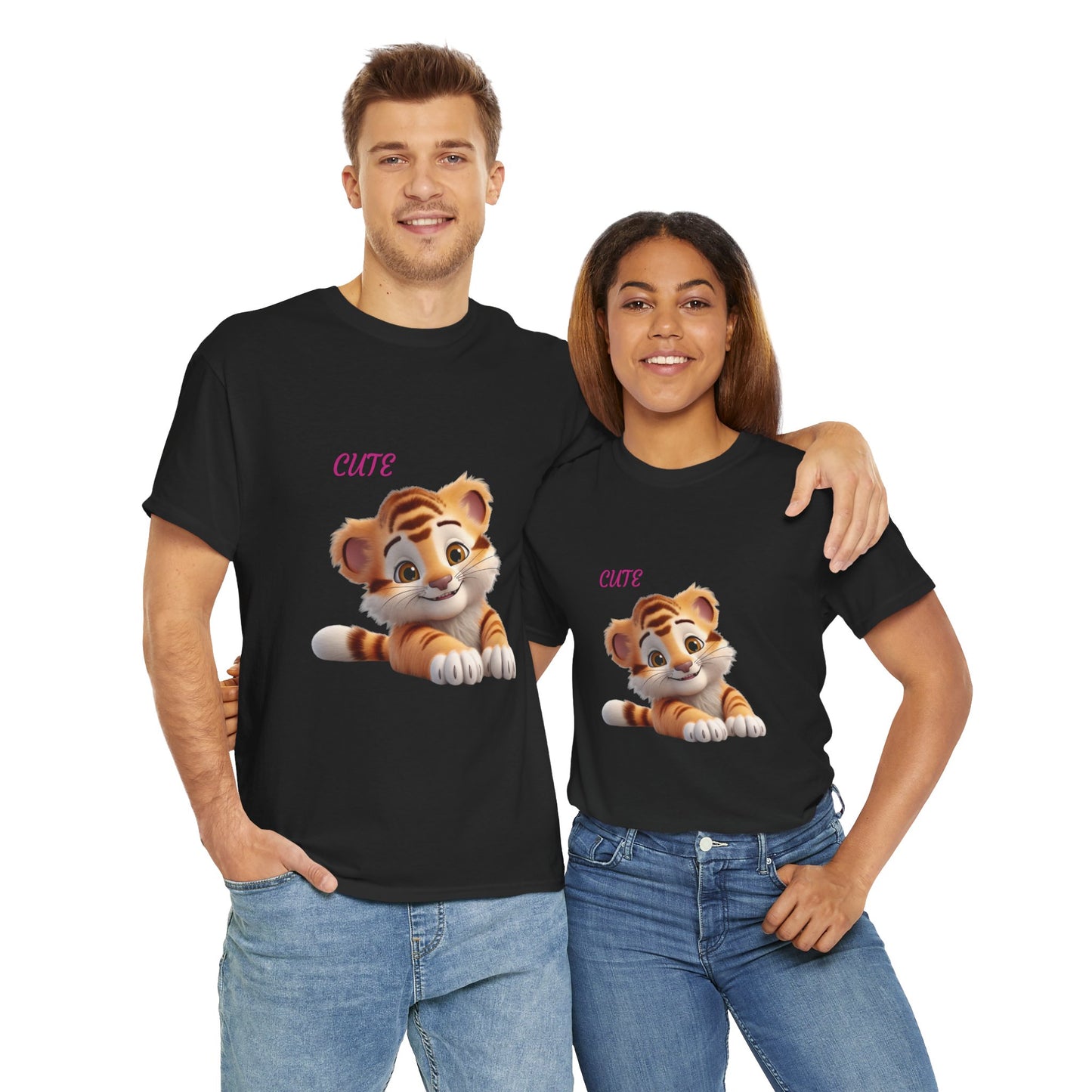 Princess Grace Cute Tiger Graphic Tee Unisex Heavy Cotton T-Shirt for Animal Lovers