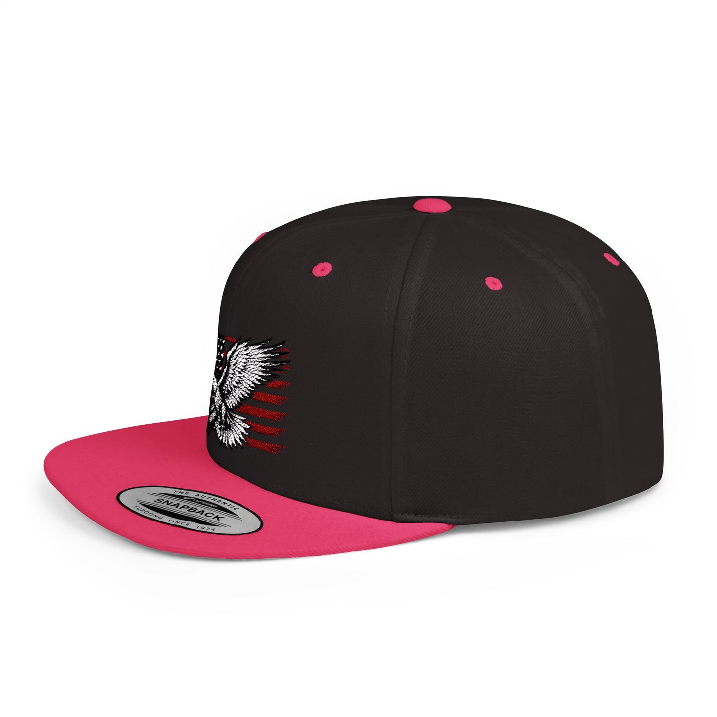 Princess Grace Eagle Embroidered Flat Bill Snapback Hat Patriotic Style for Outdoor Enthusiasts