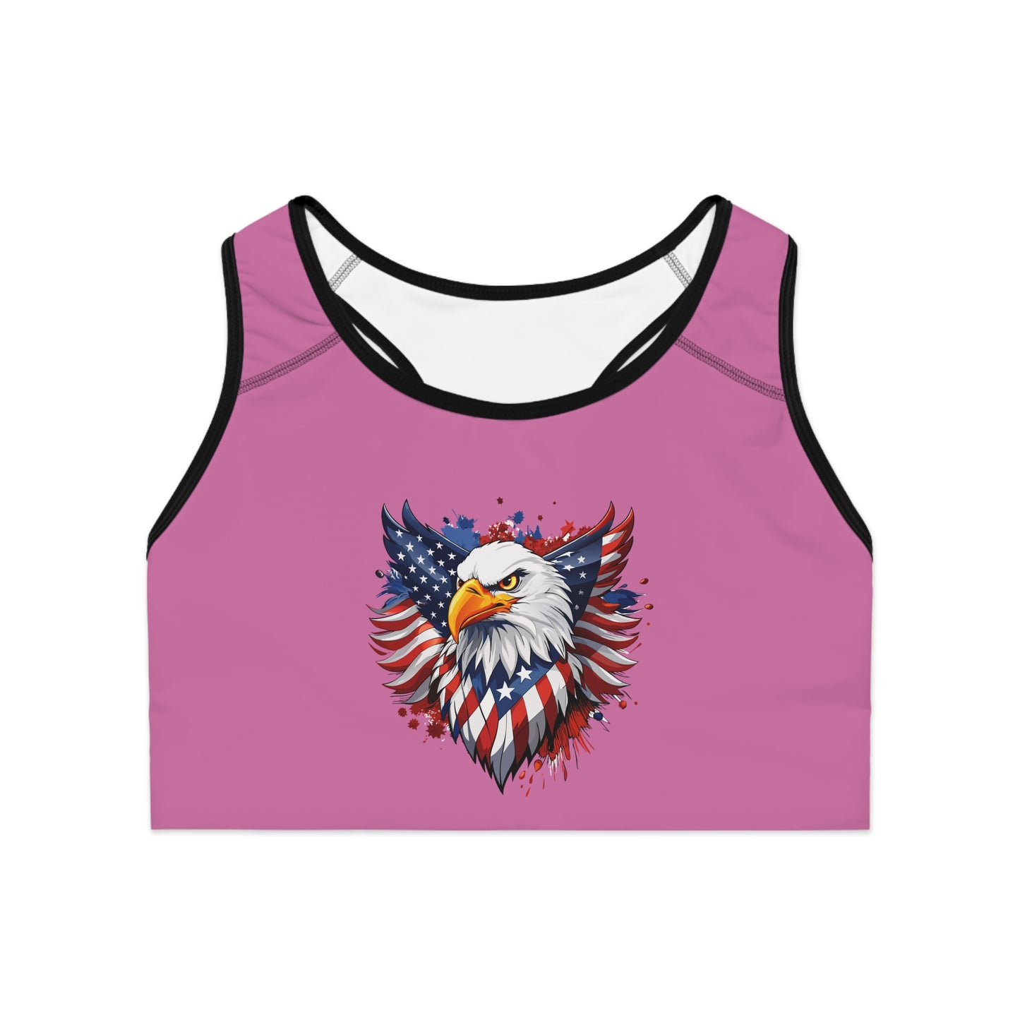 Princess Grace Patriotic Eagle Sports Bra Pink Empowerment Activewear