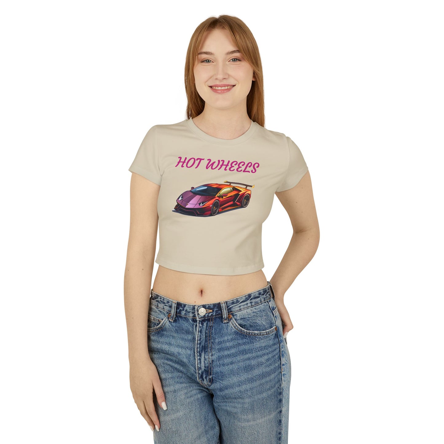 Princess Grace Women's Baby Tee Hot Wheels Graphic Car Shirt