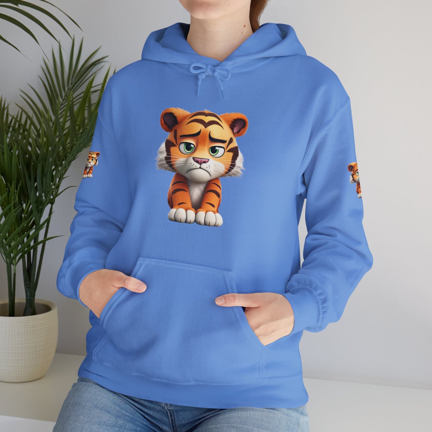 Princess Grace Playful Tiger Graphic Hoodie Unisex Heavy Blend Sweatshirt for Kids and Adults