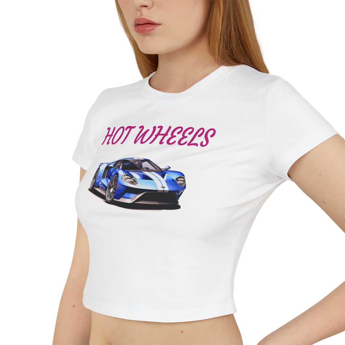 Princess Grace Hot Wheels Women's Baby Tee Cool Car Graphic Top for Automotive Enthusiasts