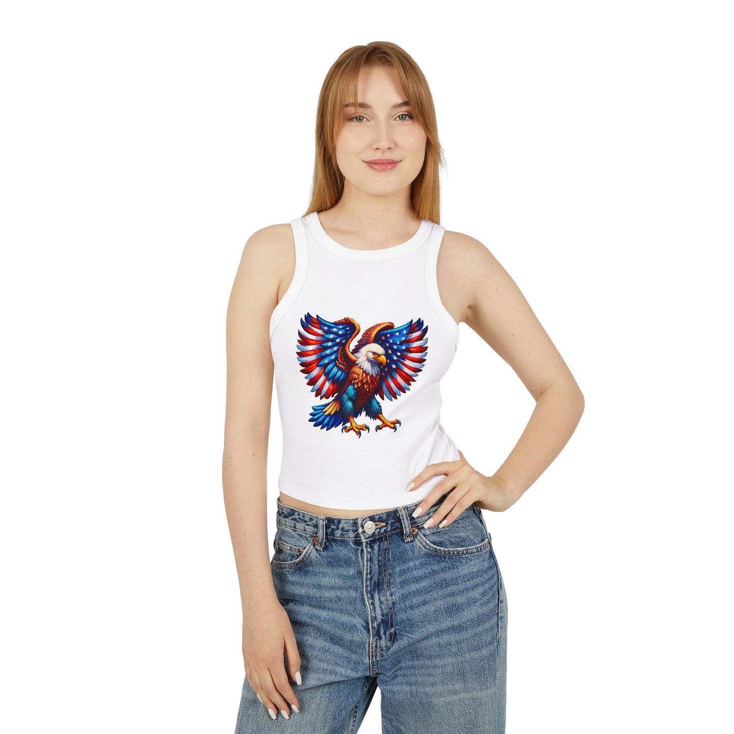 Princess Grace Patriotic Eagle Racer Tank Top for Women