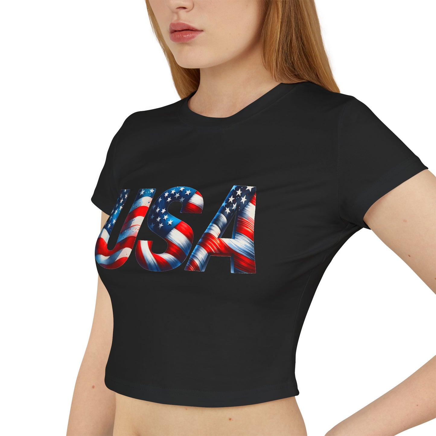 Princess Grace Patriotic USA Women's Baby Tee Celebrate Independence Day in Style