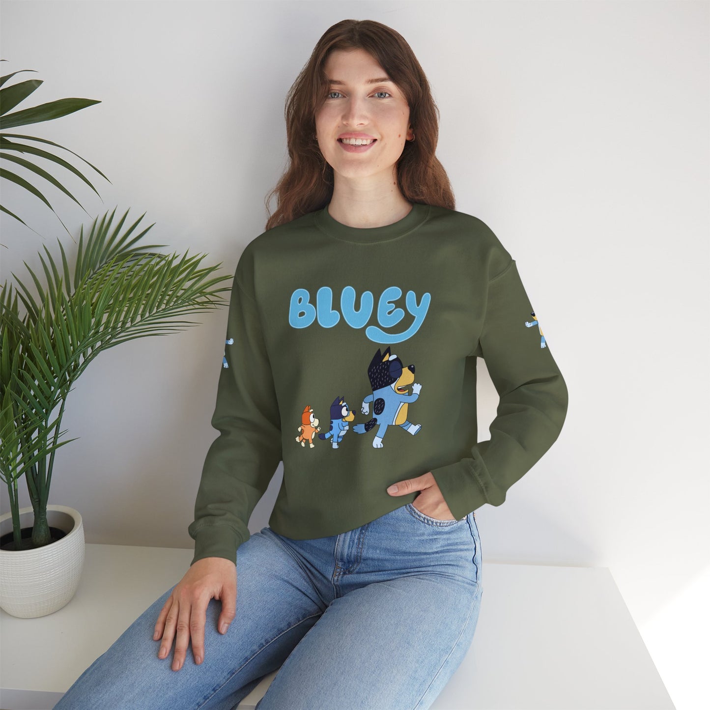 Princess Grace Bluey Family Unisex Crewneck Sweatshirt Cozy Cartoon Apparel