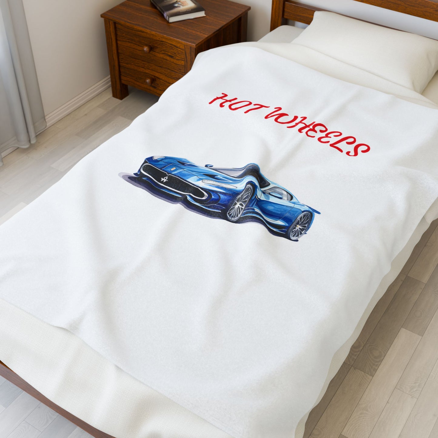 Princess Grace Hot Wheels Velveteen Plush Blanket Cozy Race Car Throw for Kids & Car Enthusiasts
