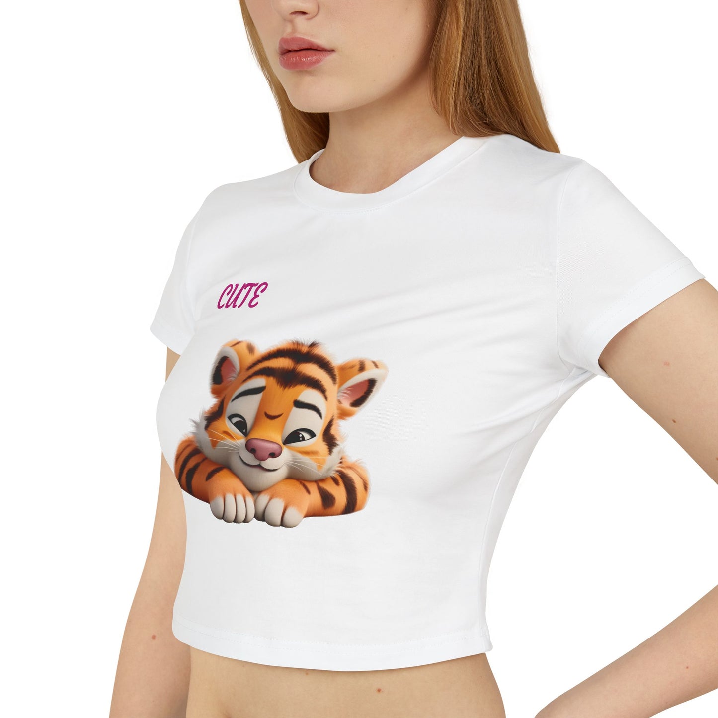 Princess Grace Cute Tiger Women's Baby Tee Playful and Stylish Top for Animal Lovers