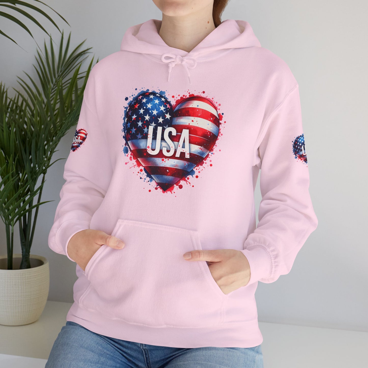 Princess Grace Patriotic Heart Hoodie for USA Lovers Unisex Heavy Blend