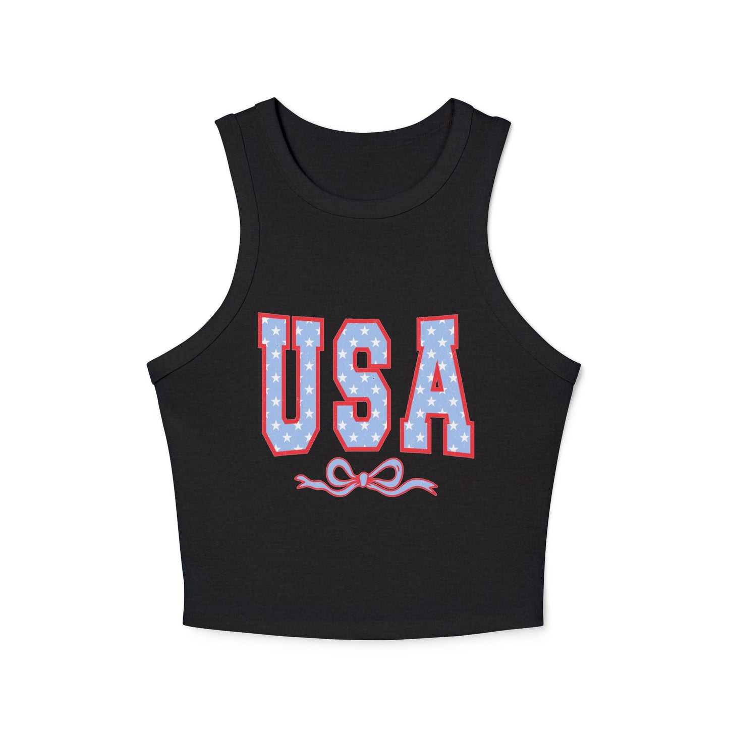 Princess Grace Patriotic USA Micro Rib Racer Tank Top for Women