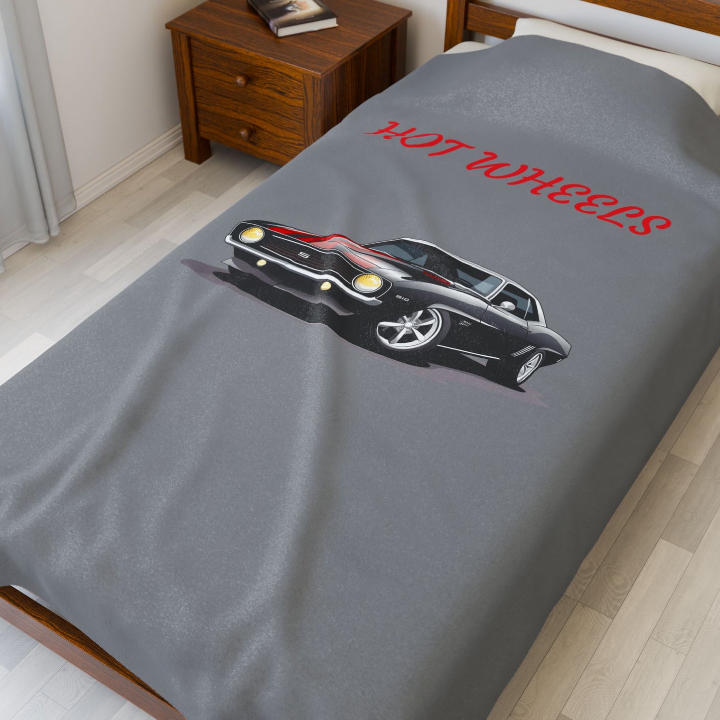 Princess Grace Hot Wheels Velveteen Plush Blanket Cozy Car Themed Throw for Auto Enthusiasts
