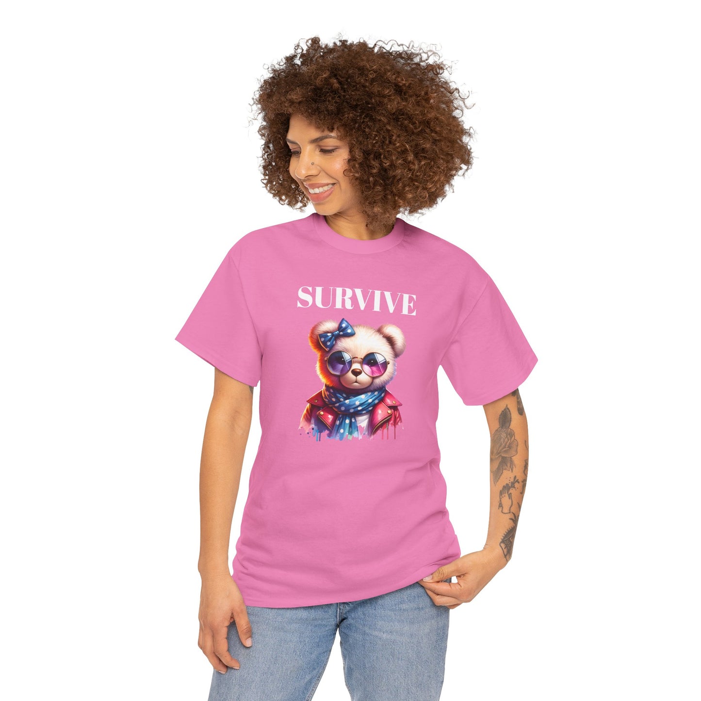Princess Grace Cute Panda Illustration "Survive" Unisex Heavy Cotton Tee