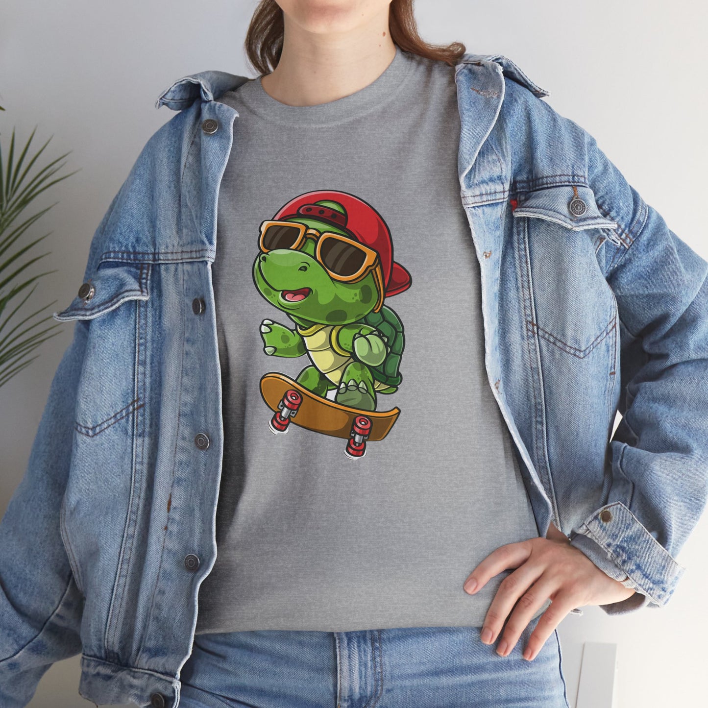 Princess Grace Cool Skateboarding Turtle Unisex Heavy Cotton Tee