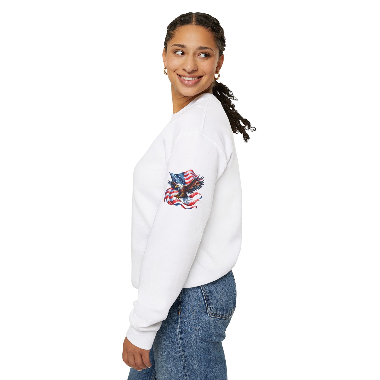 Princess Grace Patriotic Eagle Crewneck Sweatshirt Unisex Heavy Blend Perfect for Independence Day and Memorial Day