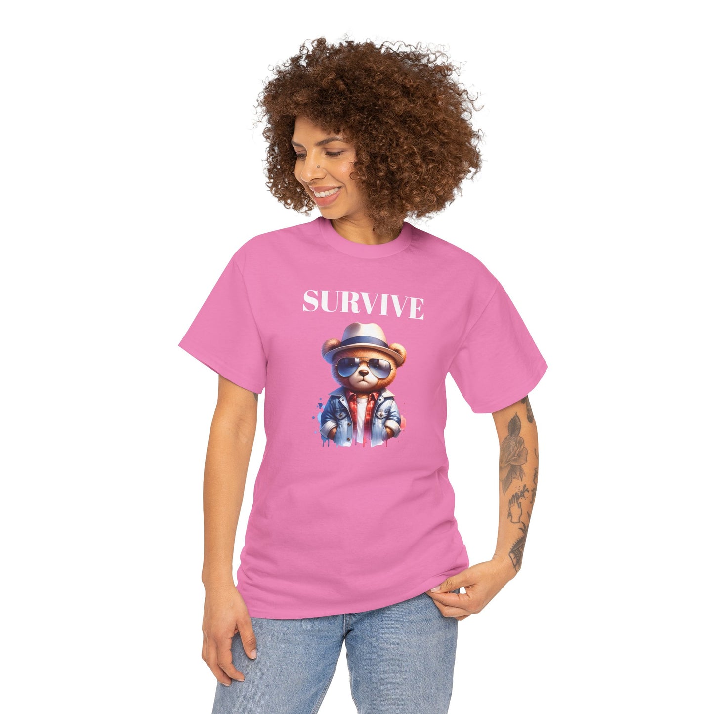 Princess Grace Cool Bear Graphic Tee 'Survive' Unisex Heavy Cotton T-Shirt