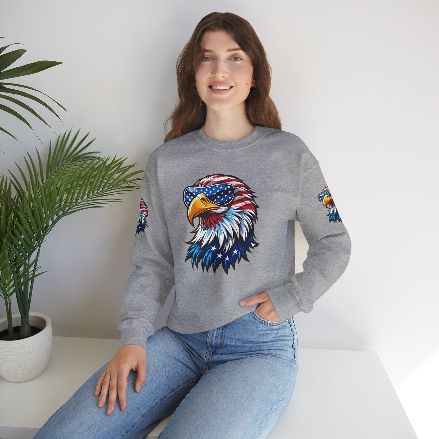 Princess Grace Patriotic Eagle Sweatshirt Unisex Heavy Blend Crewneck for Independence Day