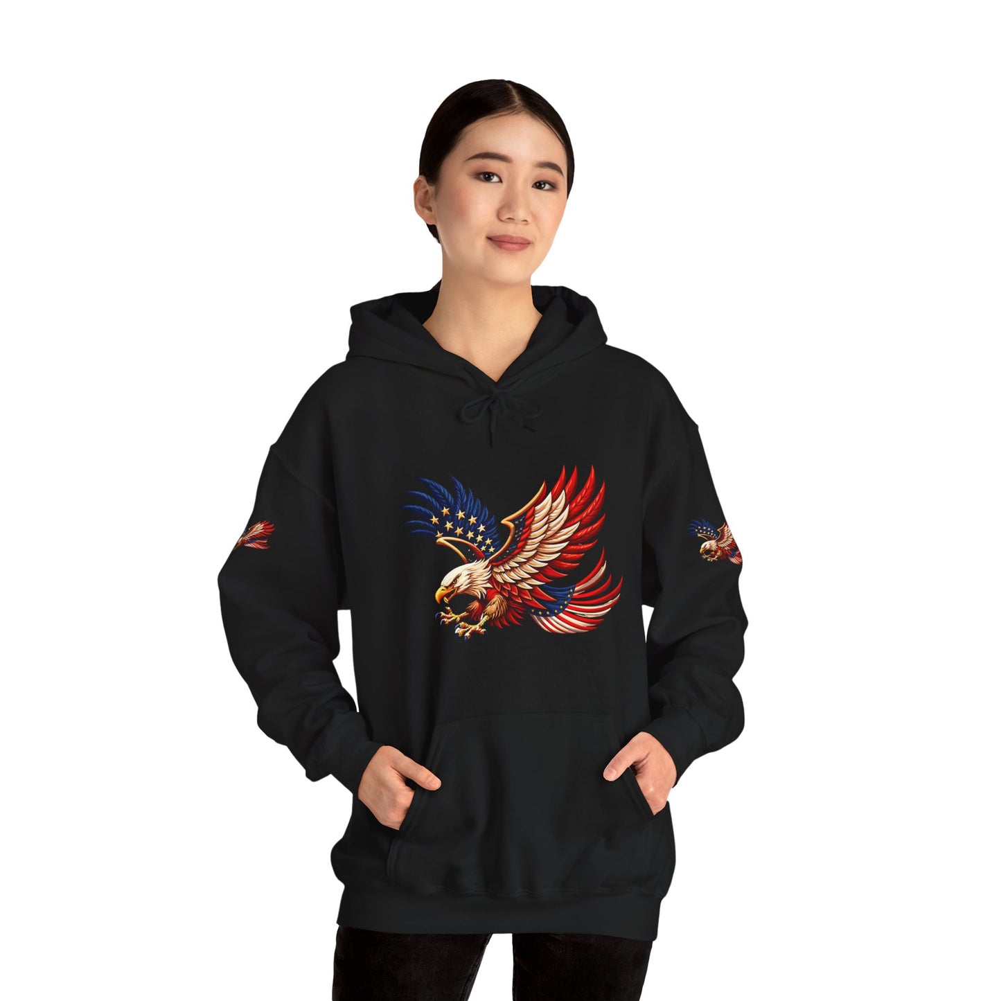 Princess grace Patriotic Eagle Hooded Sweatshirt Unisex Heavy Blend