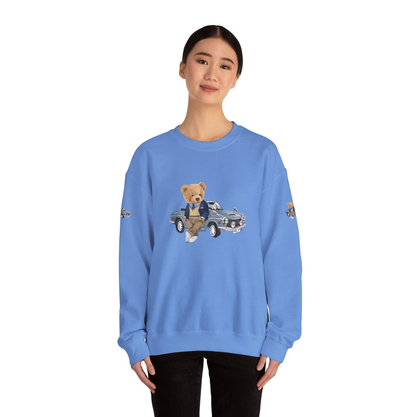 Princess Grace Stylish Crewneck Sweatshirt with Bear and Car Design