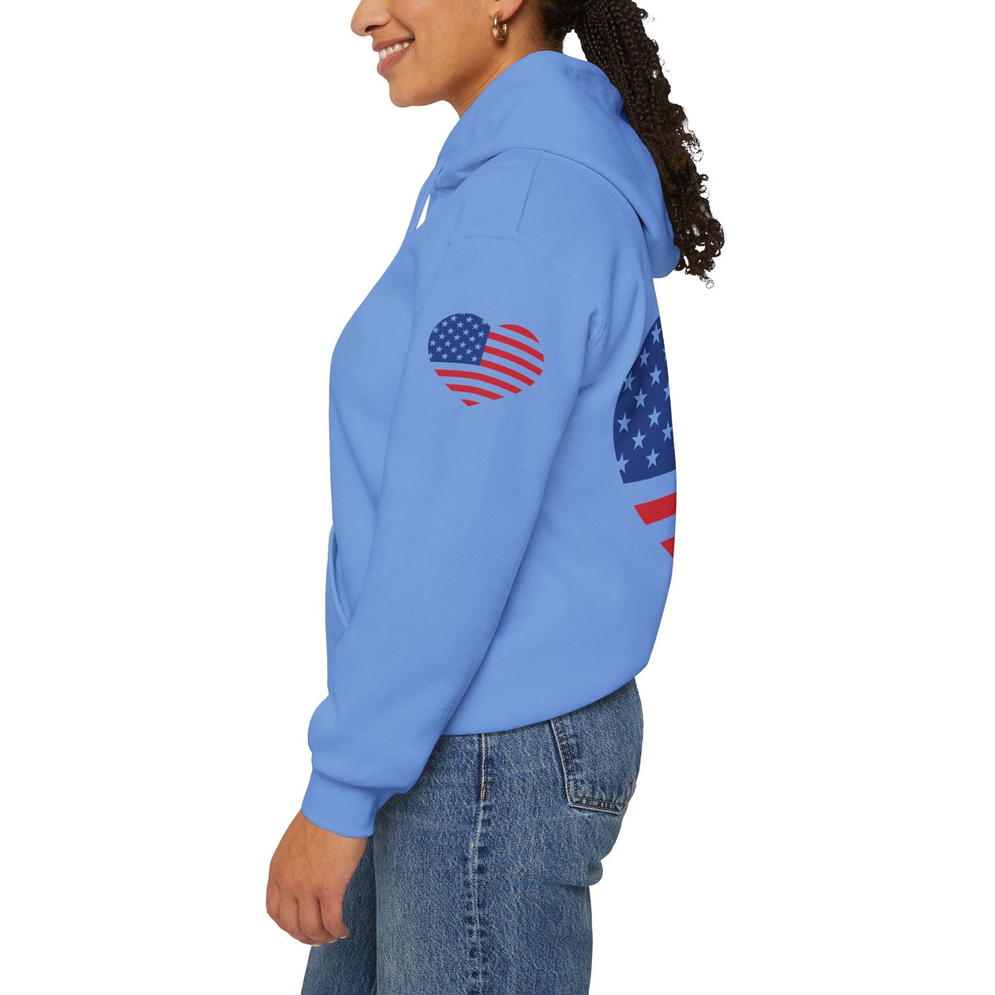 Princess Grace Patriotic Heart Design Unisex Hoodie Perfect for Holidays and Celebrations