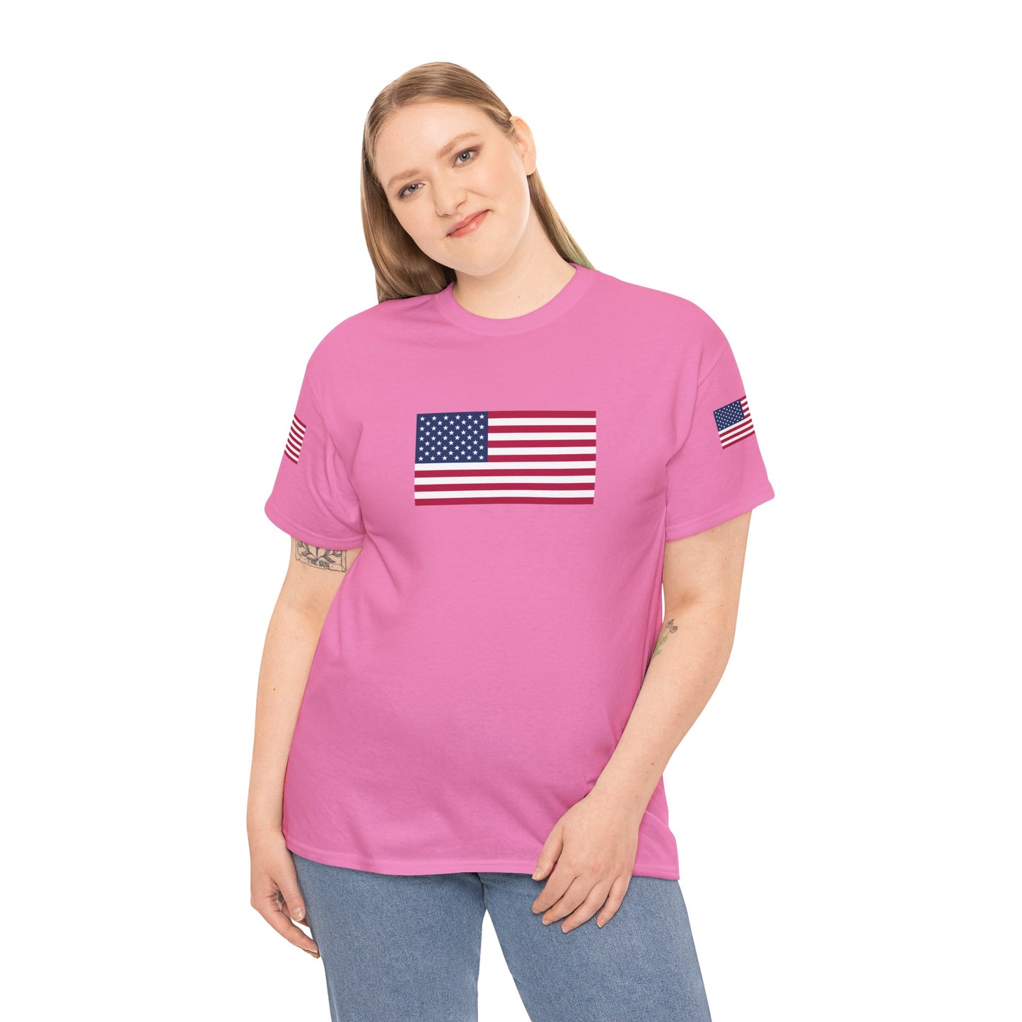 Princess Grace Patriotic Unisex Heavy Cotton Tee with USA Flag Design