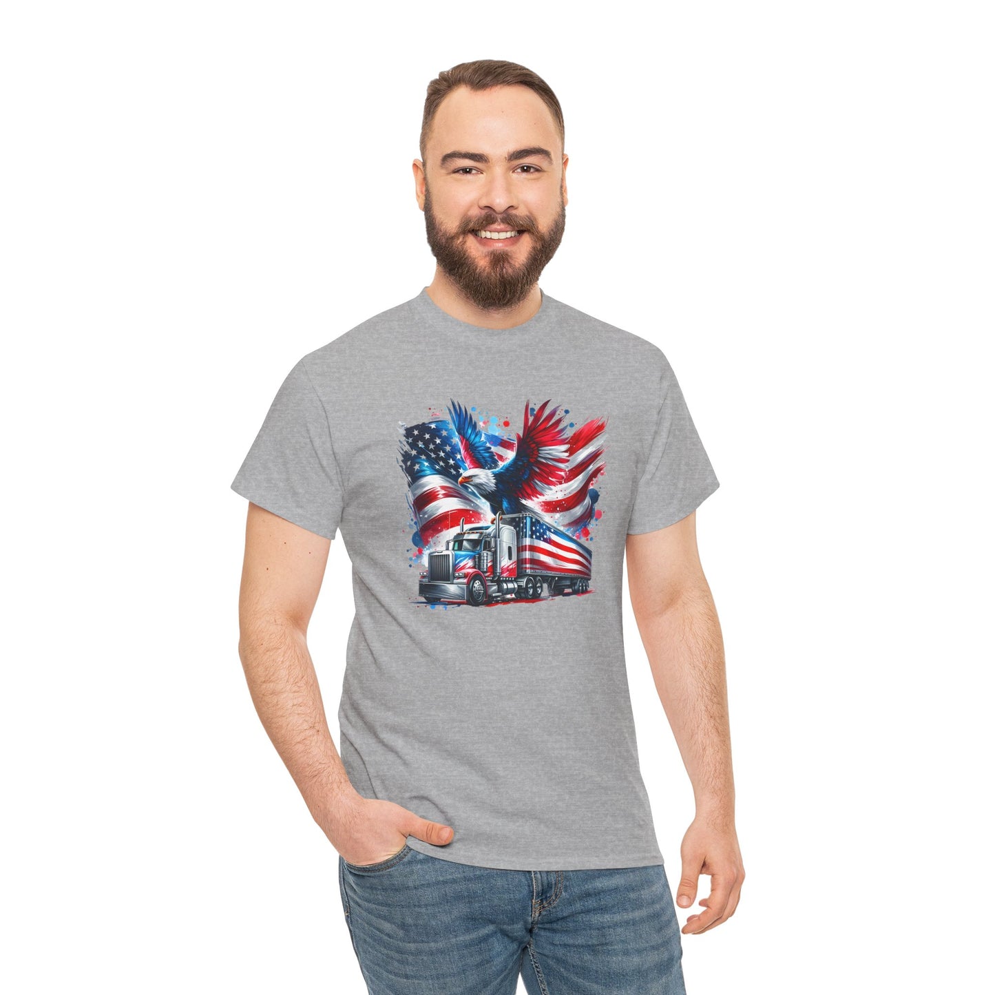 Princess Grace Patriotic Eagle Truck Unisex Heavy Cotton Tee