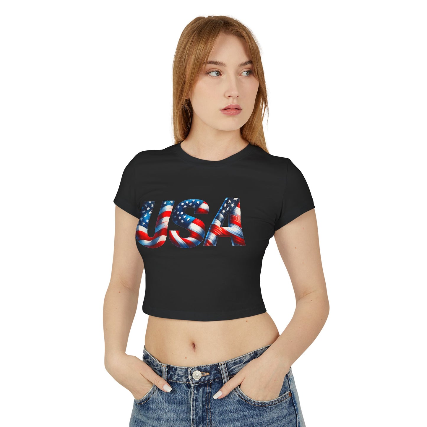 Princess Grace Patriotic USA Women's Baby Tee Celebrate Independence Day in Style