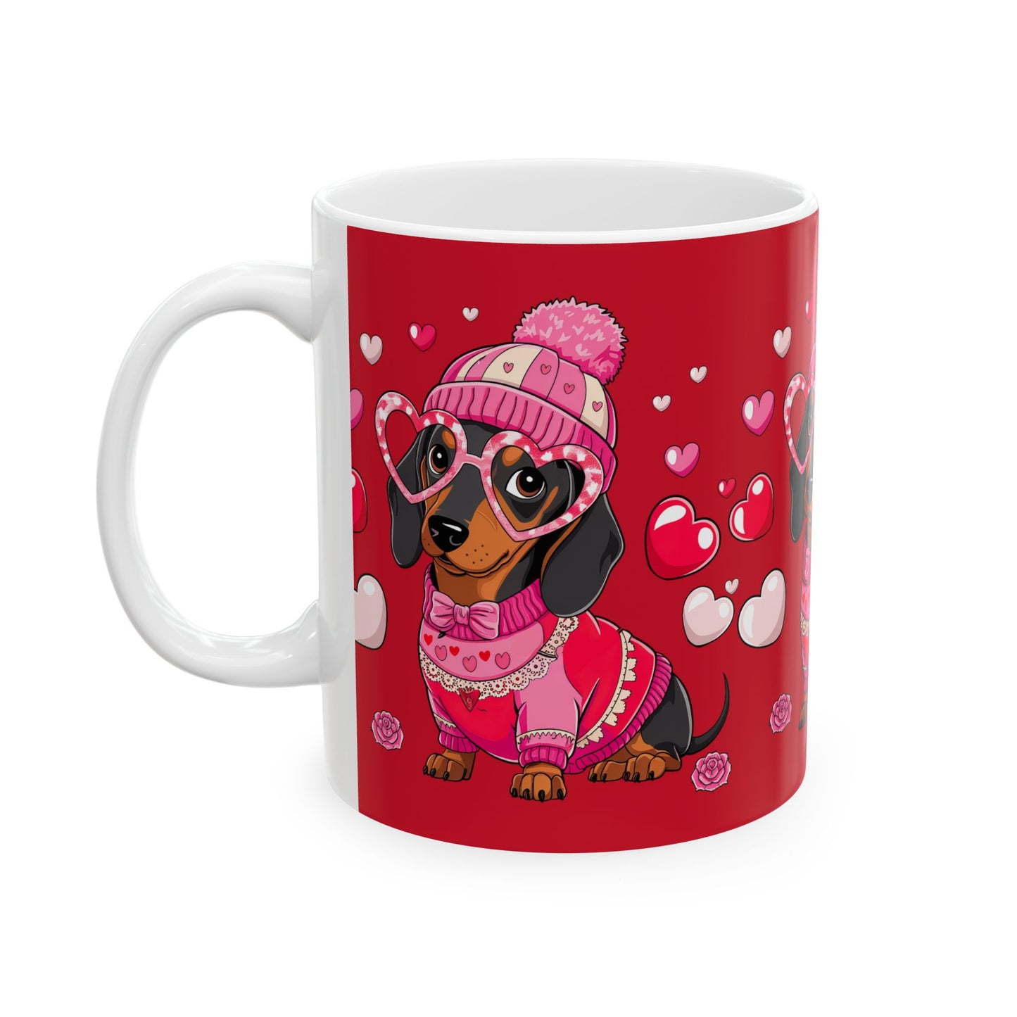 Princess Grace Cute Dachshund Love Mug Red Heart Design Perfect Gift for Pet Lovers