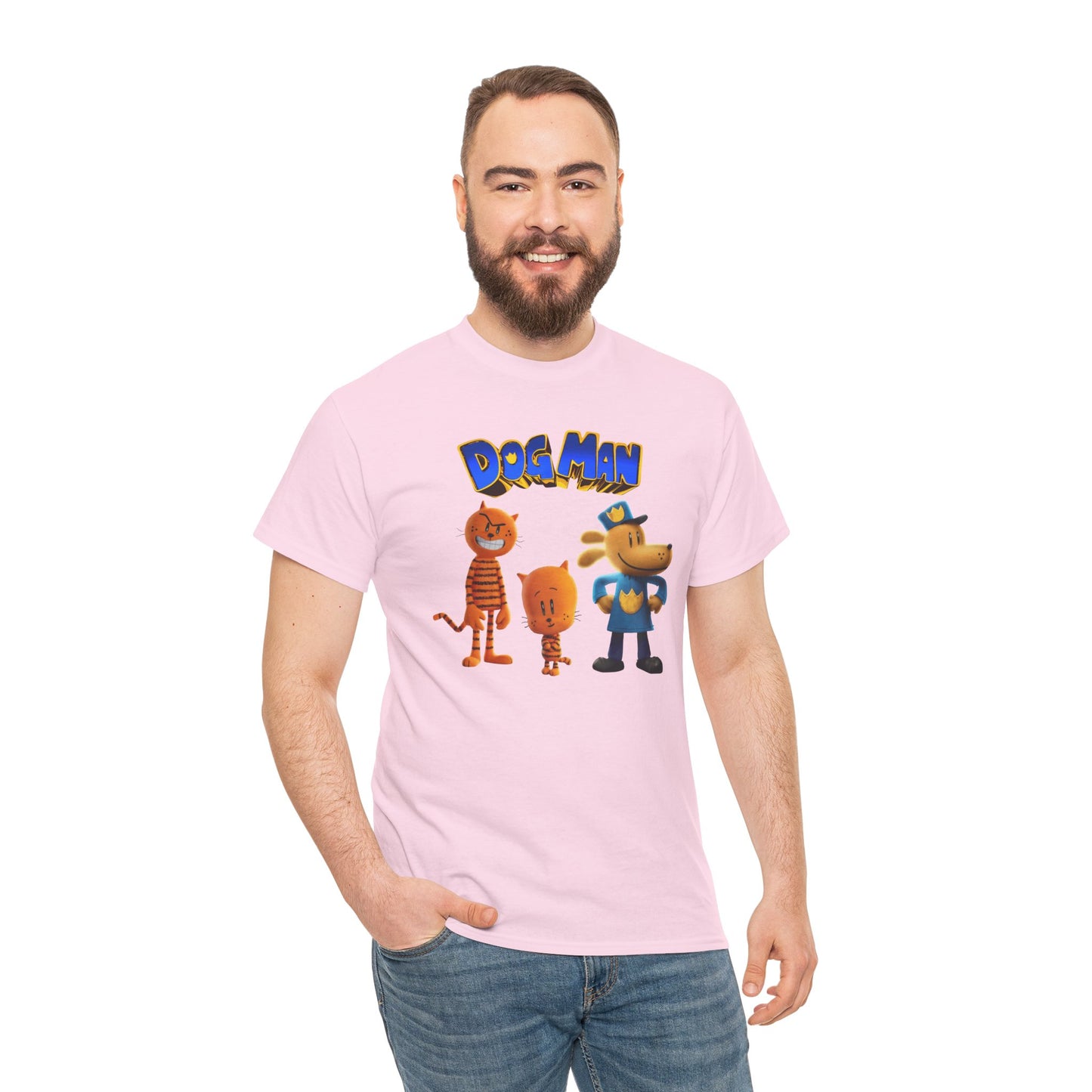 Princess Grace Dog Man Cartoon Unisex Heavy Cotton Tee Fun Graphic Tee for Kids and Fans