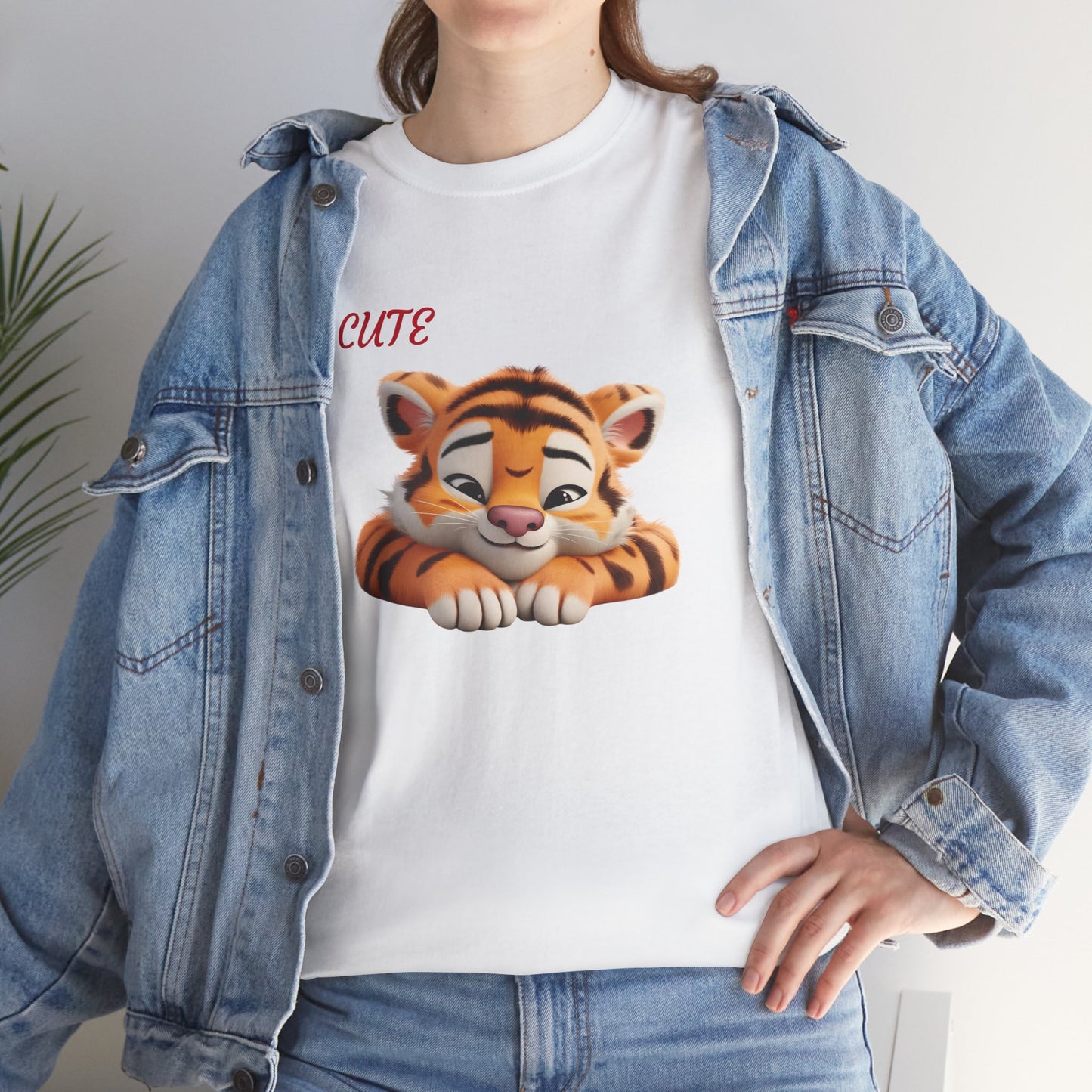 Princess Grace Cute Tiger Graphic Unisex Heavy Cotton Tee Perfect for Animal Lovers and Everyday Comfort