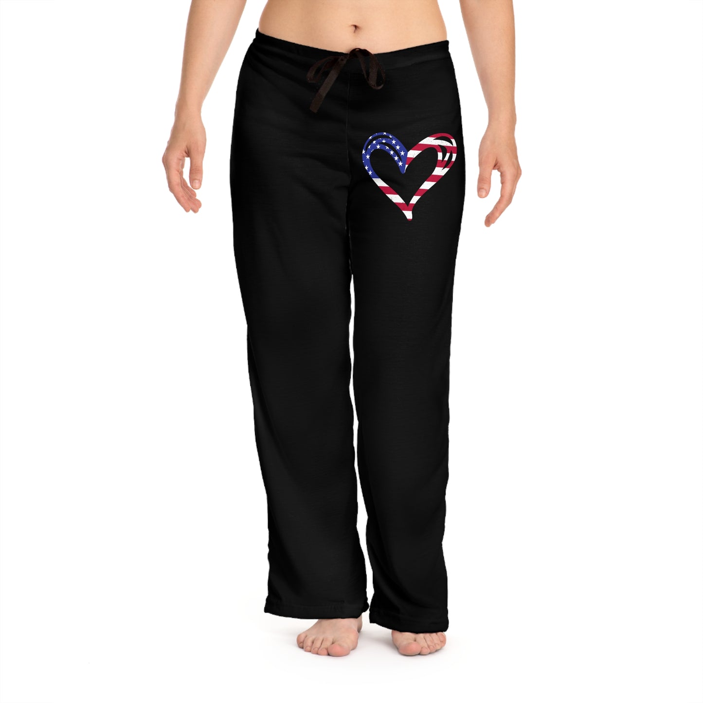 Princess Grace Patriotic Heart Pajama Pants Comfy Sleepwear for Independence Day & Holidays