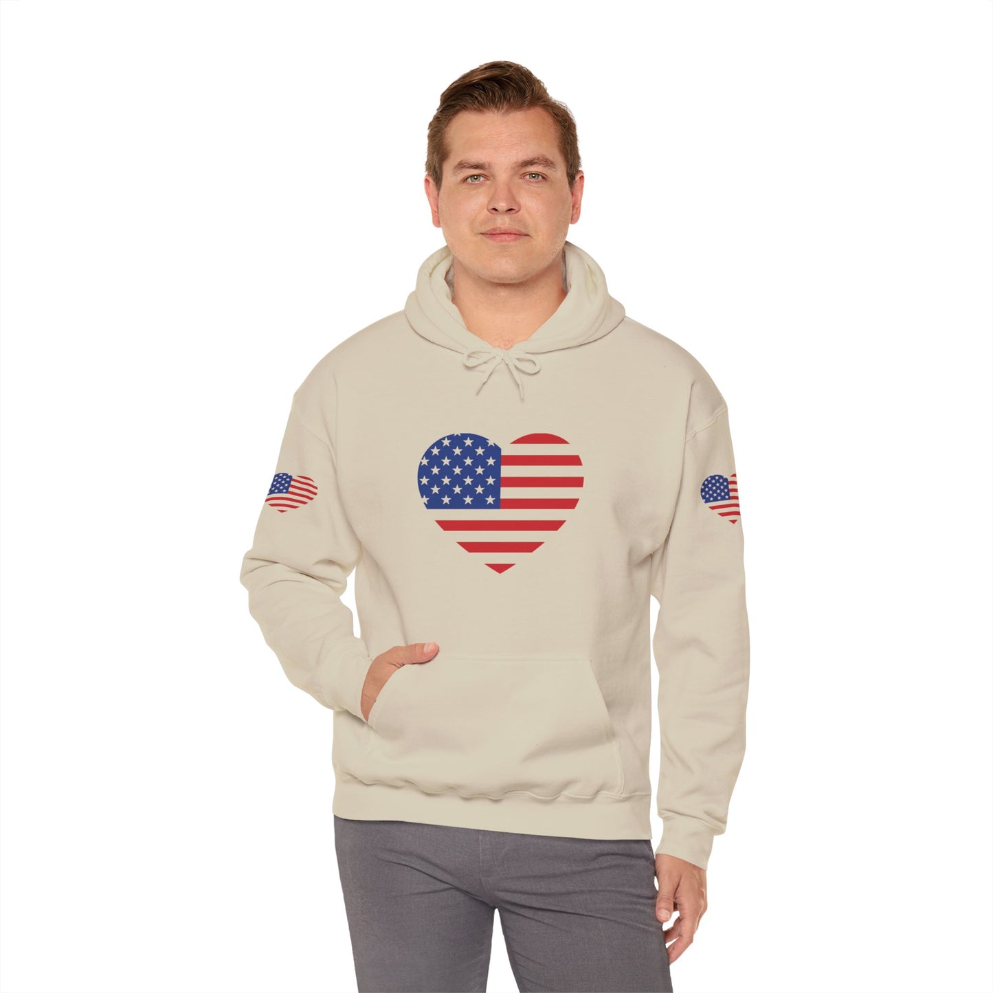 Princess Grace Patriotic Heart Design Unisex Hoodie Perfect for Holidays and Celebrations
