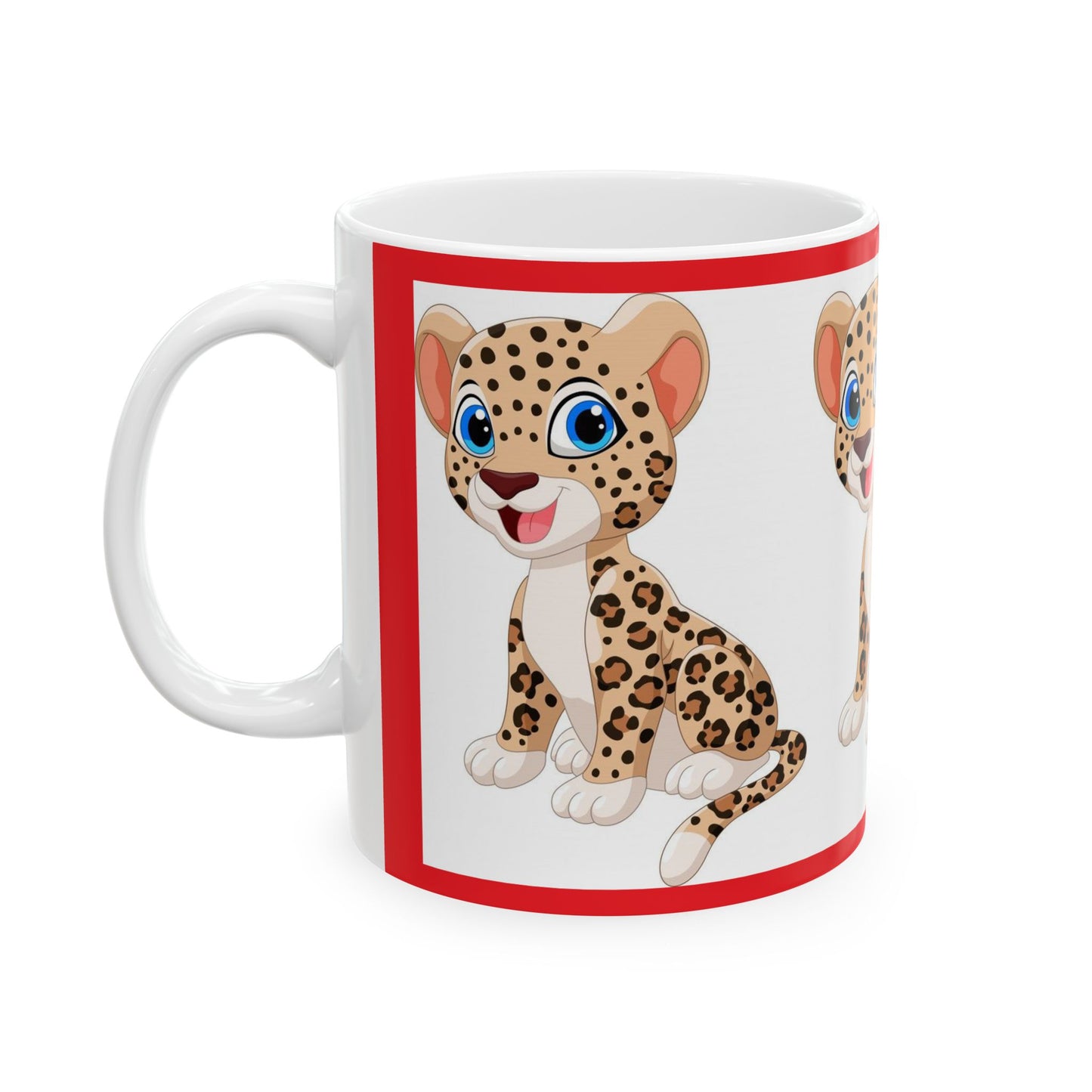 Princess Grace Cute Leopard Ceramic Mug Perfect for Animal Lovers and Kids