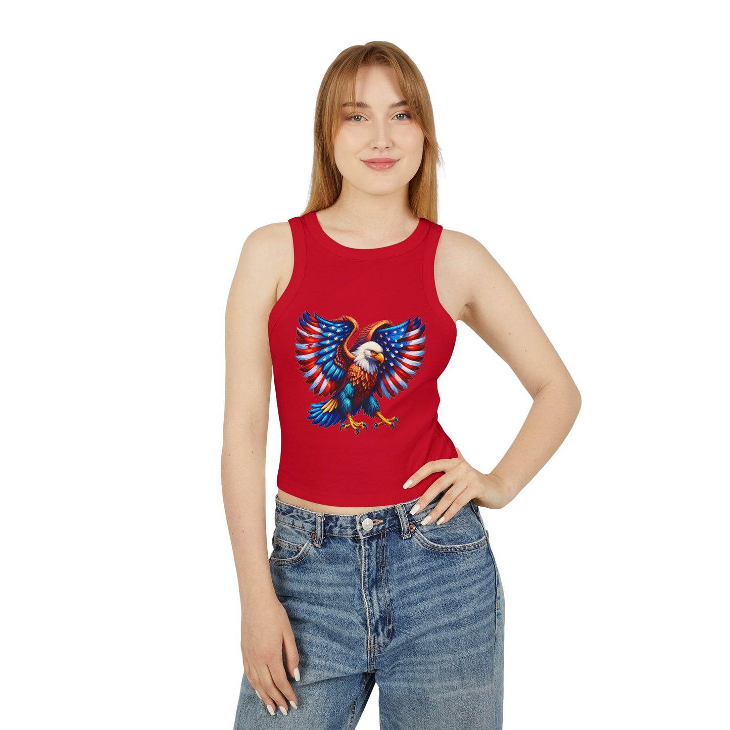 Princess Grace Patriotic Eagle Racer Tank Top for Women
