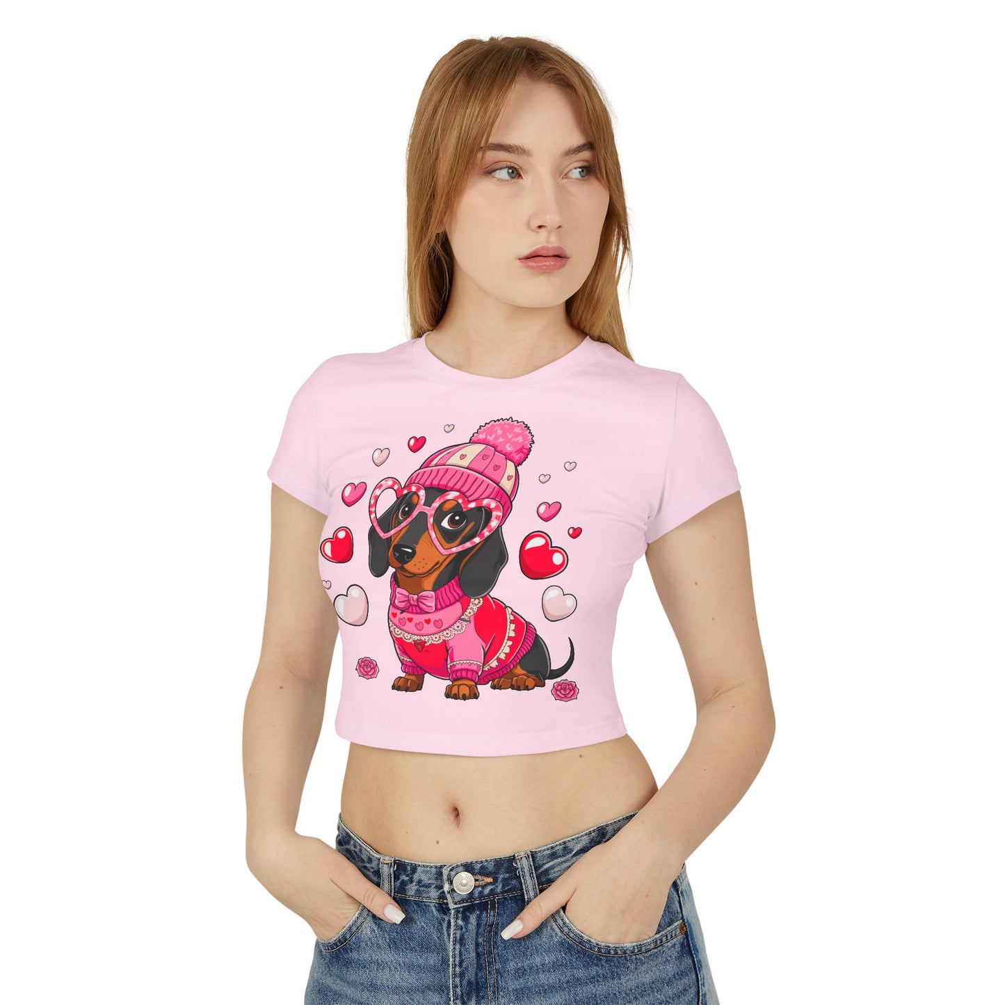 Princess Grace Cute Dachshund Love Graphic Baby Tee for Women