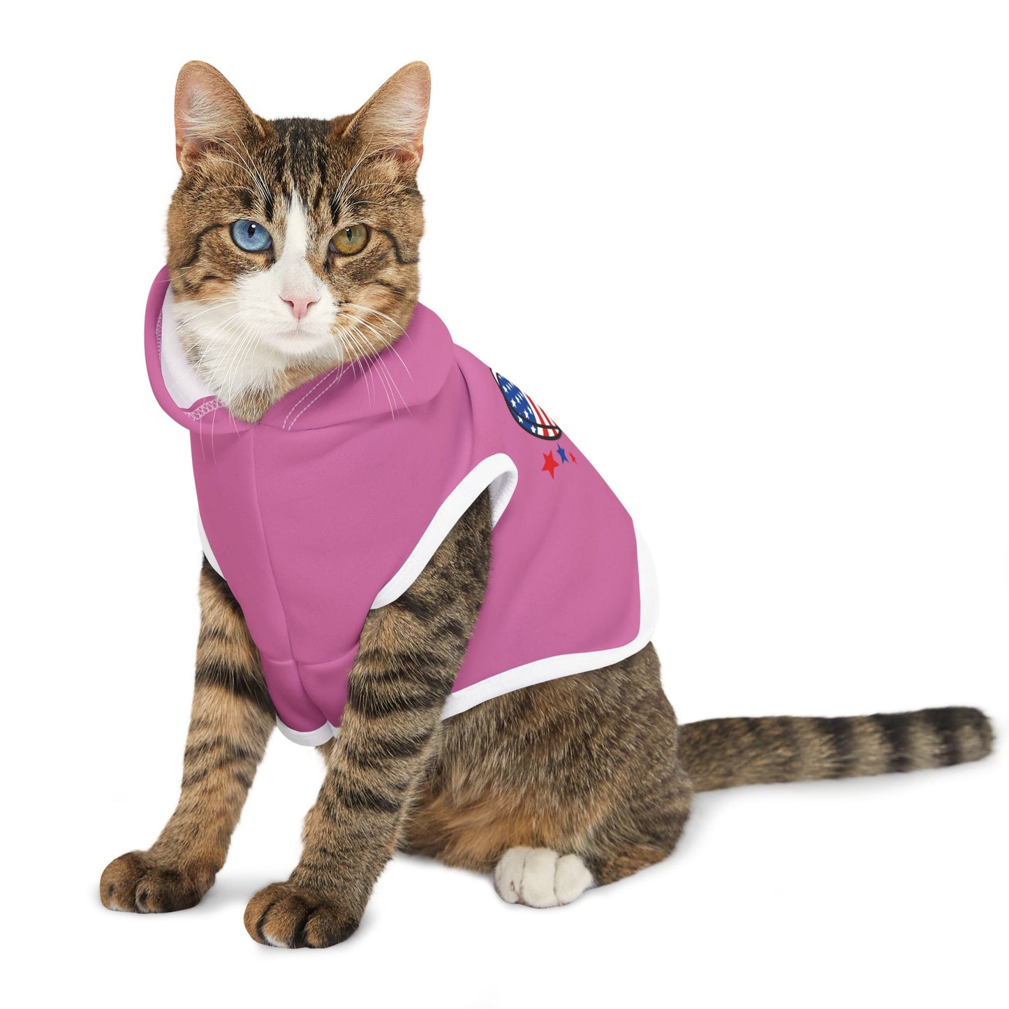 Princess Grace Stylish Pink Pet Hoodie with Patriotic Heart Design