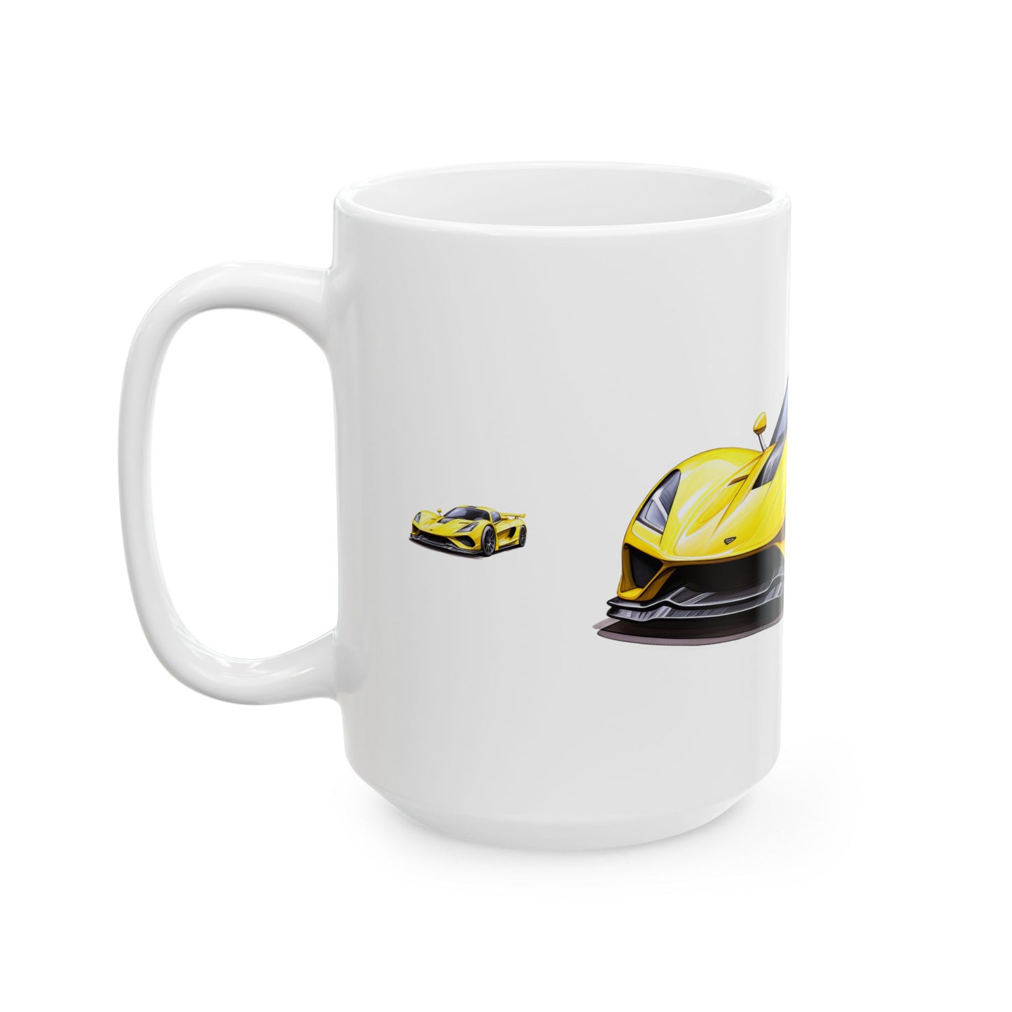 Princess Grace Sporty Yellow Car Ceramic Mug Perfect Gift for Car Enthusiasts